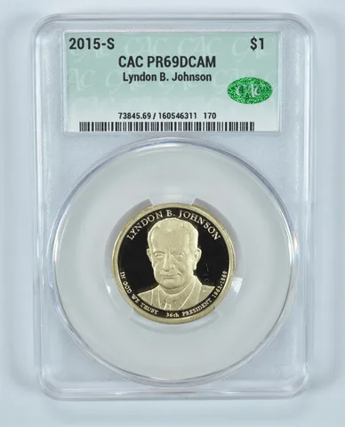 2015-S Presidential $1 Lyndon B Johnson PR69 DCAM CAC CACg