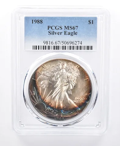 1988 American Silver Eagle MS67 PCGS Beautiful Tone *8677