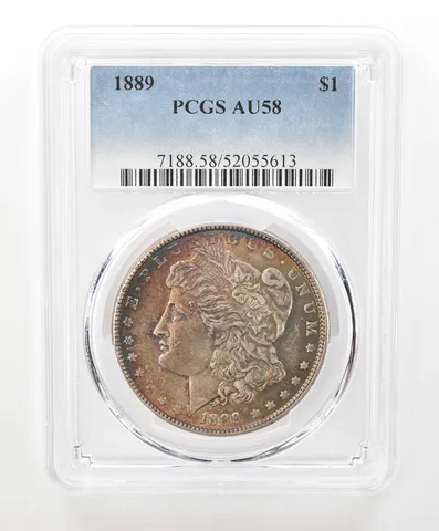 1889 Morgan Silver Dollar AU58 PCGS Beautiful Tone a6632