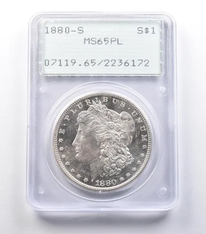 1880-S Morgan Silver Dollar MS65 PL PCGS Rattler *9559