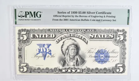 $5 Indian Chief 1899 BEP Intaglio Banknote Silver Certificate PMG Specimen