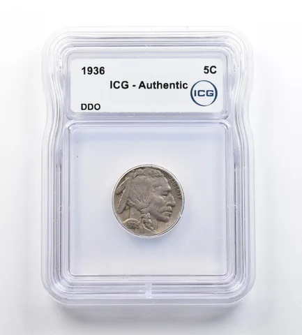 1936 Indian Head Buffalo Nickel DDO Authentic ICG *9184
