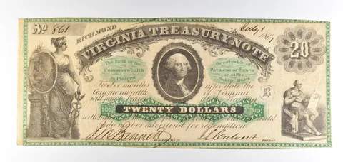 1861 $20 Richmond VA Treasury Note Obsolete Note *8767