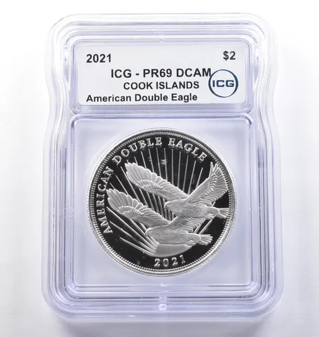 2021 Cook Islands $2 Silver American Double Eagle 1/2 Oz PR69 DCAM ICG *3763