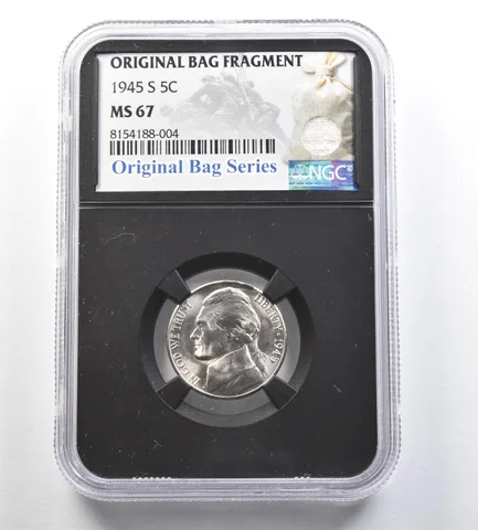 1945-S Jefferson Nickel Original Bag Fragment MS67 NGC *7206