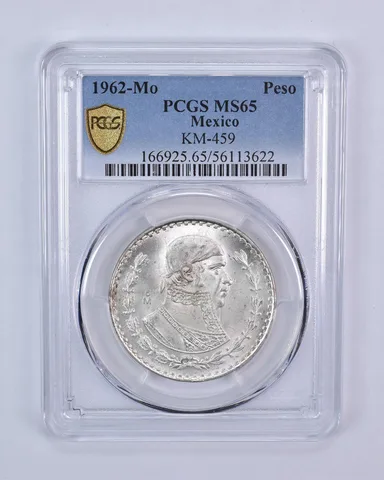 1962 Mo Mexico 1 Peso KM-459 MS65 PCGS Blue Label