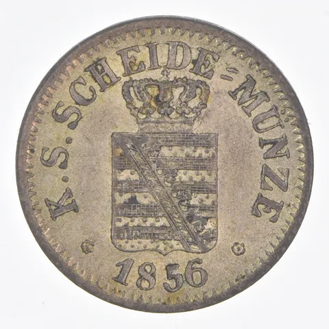 Better Date - 1856 Kingdom Of Saxony 1 Neugroschen World Coin- Silver *162