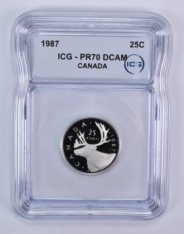 1987 Canada 25 Cents Caribou PR70 DCAM ICG