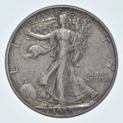 AU 1938-D Walking Liberty Half Dollar Almost Unc 90% Silver (1pc)