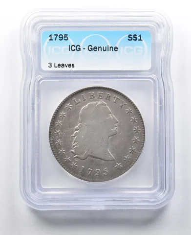 1795 Flowing Hair Silver Dollar 3 Leaves ICG a2061