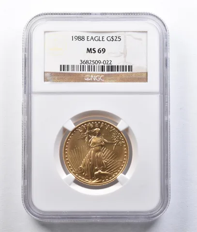 1988 $25 American Gold Eagle 1/2 Oz Gold MS69 NGC *2919