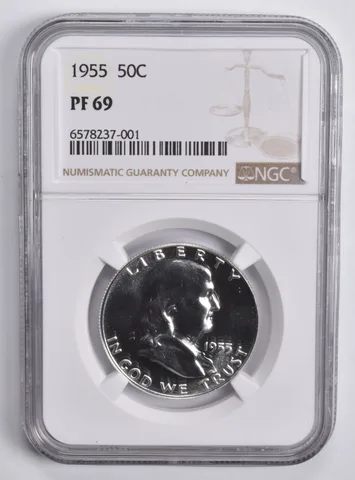 1955 Franklin Half Dollar PF69 NGC Brown Lbl