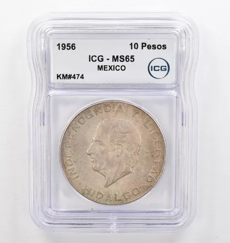 1956 Mo Mexico 10 Pesos KM#474 MS65 ICG Beautiful Tone *0275