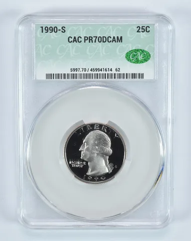 1990-S Washington Quarter PR70 DCAM CAC CACg