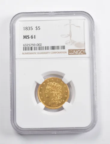 MS61 1835 $5 Classic Head Gold Half Eagle NGC *3486