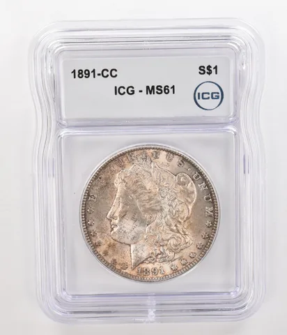 1891-CC Morgan Silver Dollar MS61 ICG Beautiful Tone *4764
