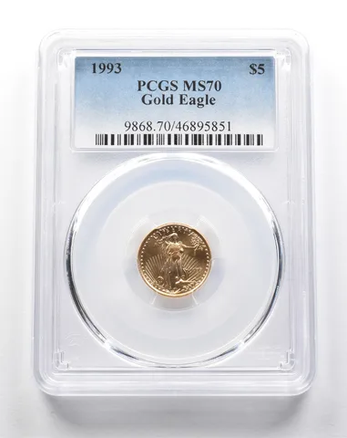 1993 $5 American Gold Eagle 1/10 oz Gold MS70 PCGS
