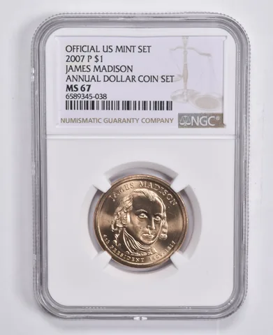 2007-P Presidential $1 James Madison Annual Set MS67 NGC US Mint