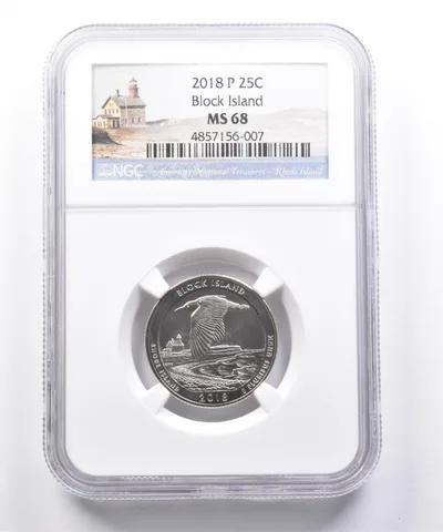 2018-P Washington Quarter Block Island MS68 NGC a7323