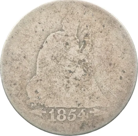 1854 Seated Liberty Quarter Arrows Lowball a8953
