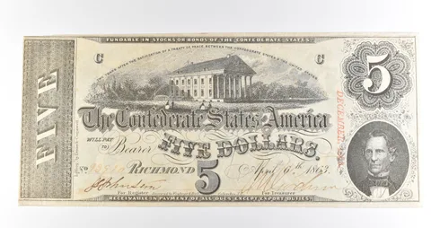 1863 $5 Richmond VA Confederate States Of America Obsolete Note *3882