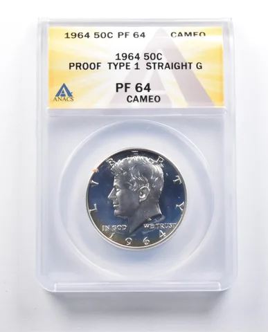 PF64 1964 Kennedy Half Dollar Proof Type 1 Straight G ANACS *9718