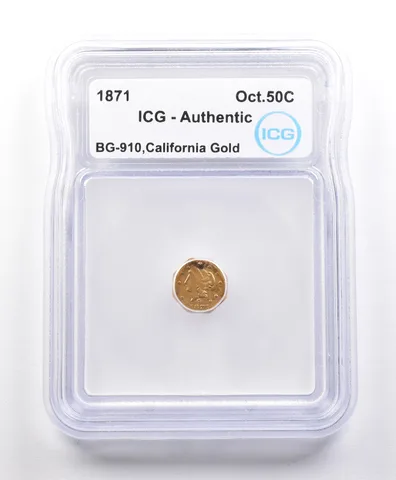 1871 California Gold Octagonal 50 Cents BG-910 Authentic ICG *3316