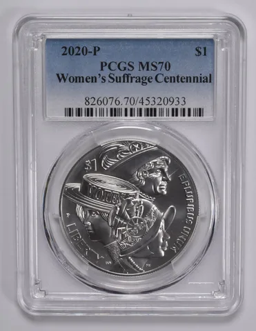 2020-P Women's Suffrage Commemorative Silver Dollar $1 MS70 PCGS Blue Lbl