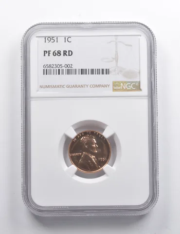 PF68 RD 1951 Lincoln Wheat Cent NGC a7407