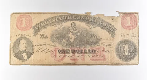 1862 $1 Virginia Treasury Note Large Note *3170