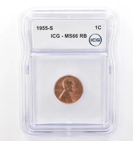 1955-S Lincoln Wheat Cent MS66 RB ICG Beautiful Tone *7714