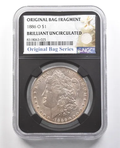 1886-O Morgan Silver Dollar Original Bag Fragment BU NGC *4367