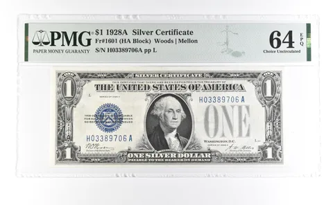 1928 A $1 Silver Certificate Fr#1601 Choice Unc 64 EPQ PMG a7027