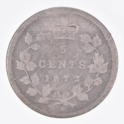 Better Date - 1872 Canada 5 Cents World Coin- Silver *291