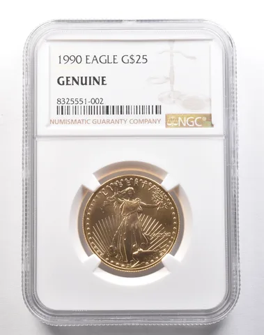 1990 $25 American Gold Eagle 1/2 Oz 0.5 Ounce Gold Genuine NGC a1819
