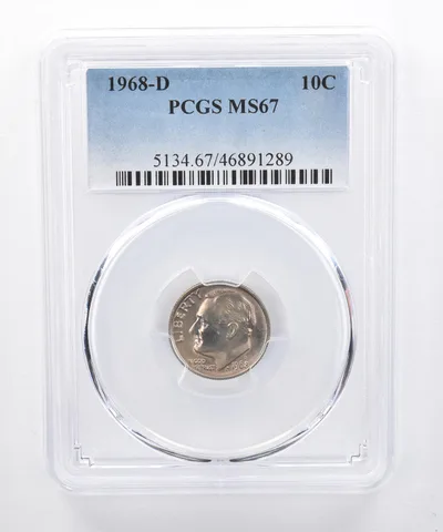 1968-D Roosevelt Dime MS67 PCGS Beautiful Tone *8323