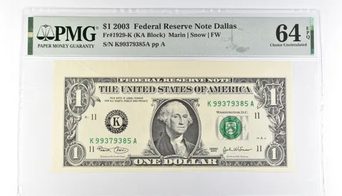 PMG 64 Choice Unc EPQ $1 2003 FRN Dallas Fr#1929-K Misalignment Error *3205