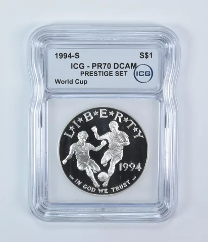 1994-S World Cup Commemorative Silver Dollar Prestige Set PR70 DCAM ICG