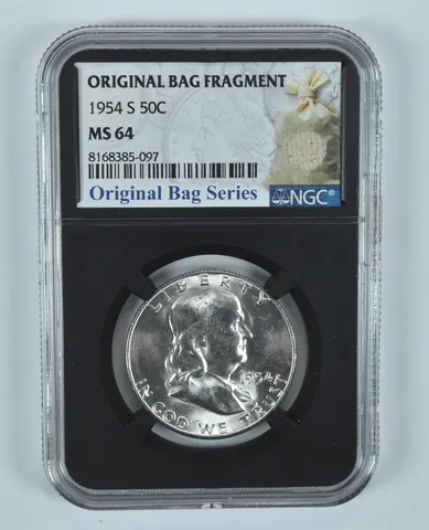 1954-S Franklin Half Dollar Original Bag Fragment MS64 NGC