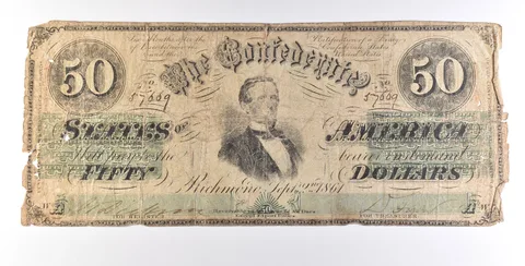 1861 $50 Confederate States Of America Note T16 a7272