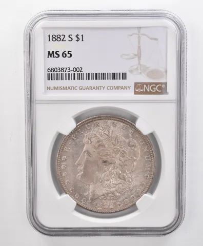 MS65 1882-S Morgan Silver Dollar NGC Beautifully Toned *0789