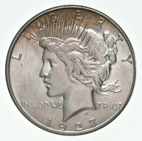 (1) BU 1927-S Peace Silver Dollar $1 Unc MS 90% - San Francisco Mint