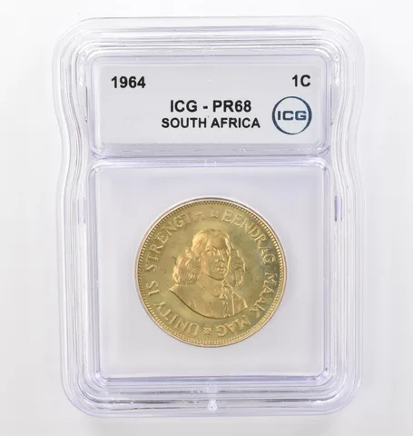 1964 South Africa 1 Cent PR68 ICG Beautiful Tone *0095