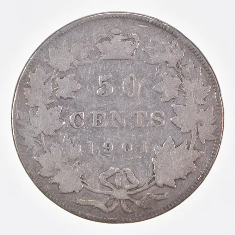 Better Date - 1901 Canada 50 Cents World Coin- Silver *413