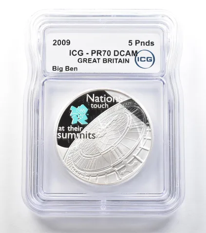 2009 Great Britain 5 Pounds Silver Big Ben PR70 DCAM ICG a3689