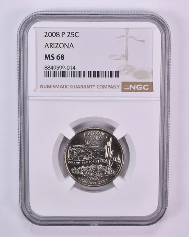 2008-P Washington State Quarter Arizona MS68 NGC Brown Label