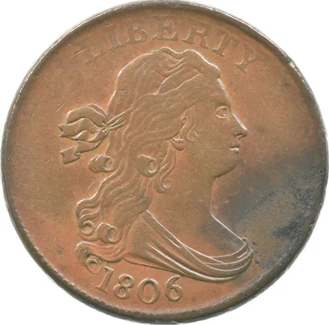 1806 Draped Bust Half Cent Small 6 a6908