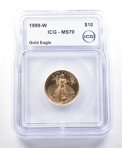 1999-W $10 American Gold Eagle 1/4 Oz Gold MS70 ICG * Unfinished Dies *
