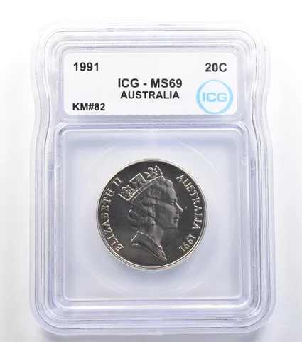 1991 Australia 20 Cents KM#82 MS69 ICG *7885