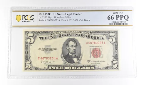 1953 C $5 Legal Tender Fr#1535 Gem Unc 66 PPQ PCGS *2942